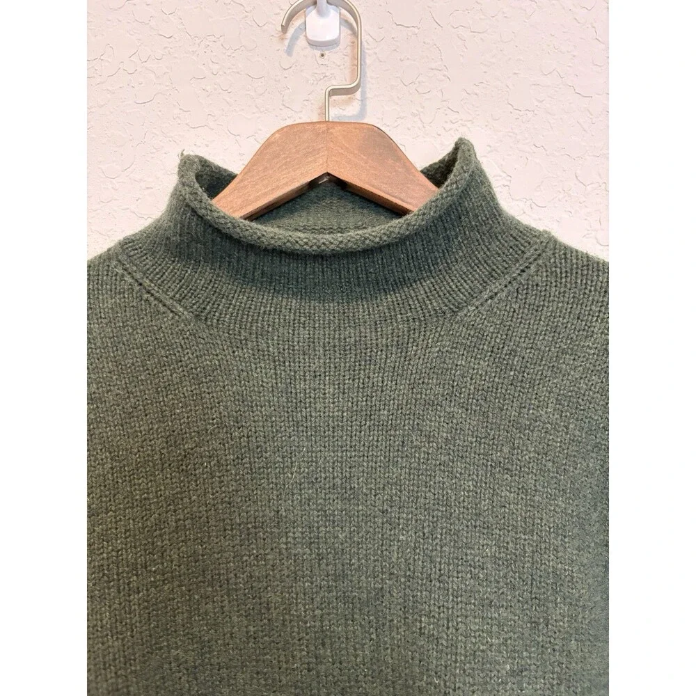J. Crew Oarsman 100% Lambswool Mens Rollneck Sweater Size Large Fisherman Green